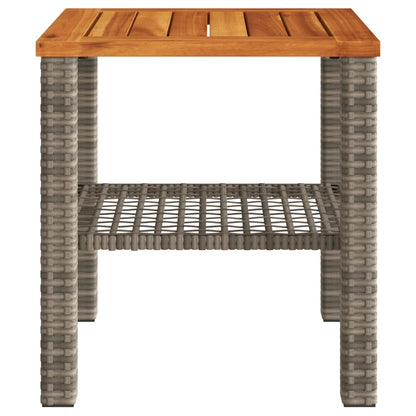 Tuintafel 40x40x42 cm poly rattan en acaciahout grijs - AllerleiShop