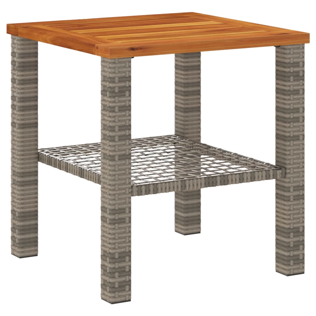 Tuintafel 40x40x42 cm poly rattan en acaciahout grijs - AllerleiShop