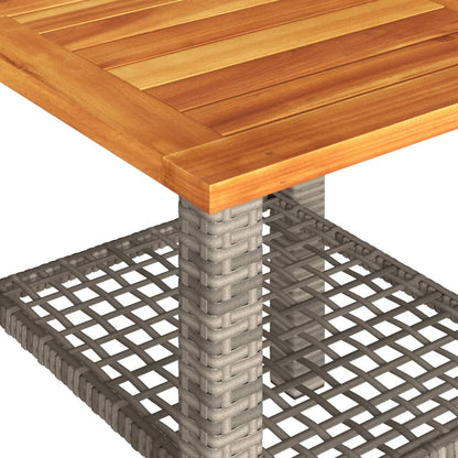 Tuintafel 40x40x42 cm poly rattan en acaciahout grijs - AllerleiShop