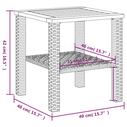 Tuintafel 40x40x42 cm poly rattan en acaciahout grijs - AllerleiShop