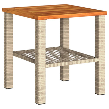 Tuintafel 40x40x42 cm poly rattan en acaciahout beige - AllerleiShop