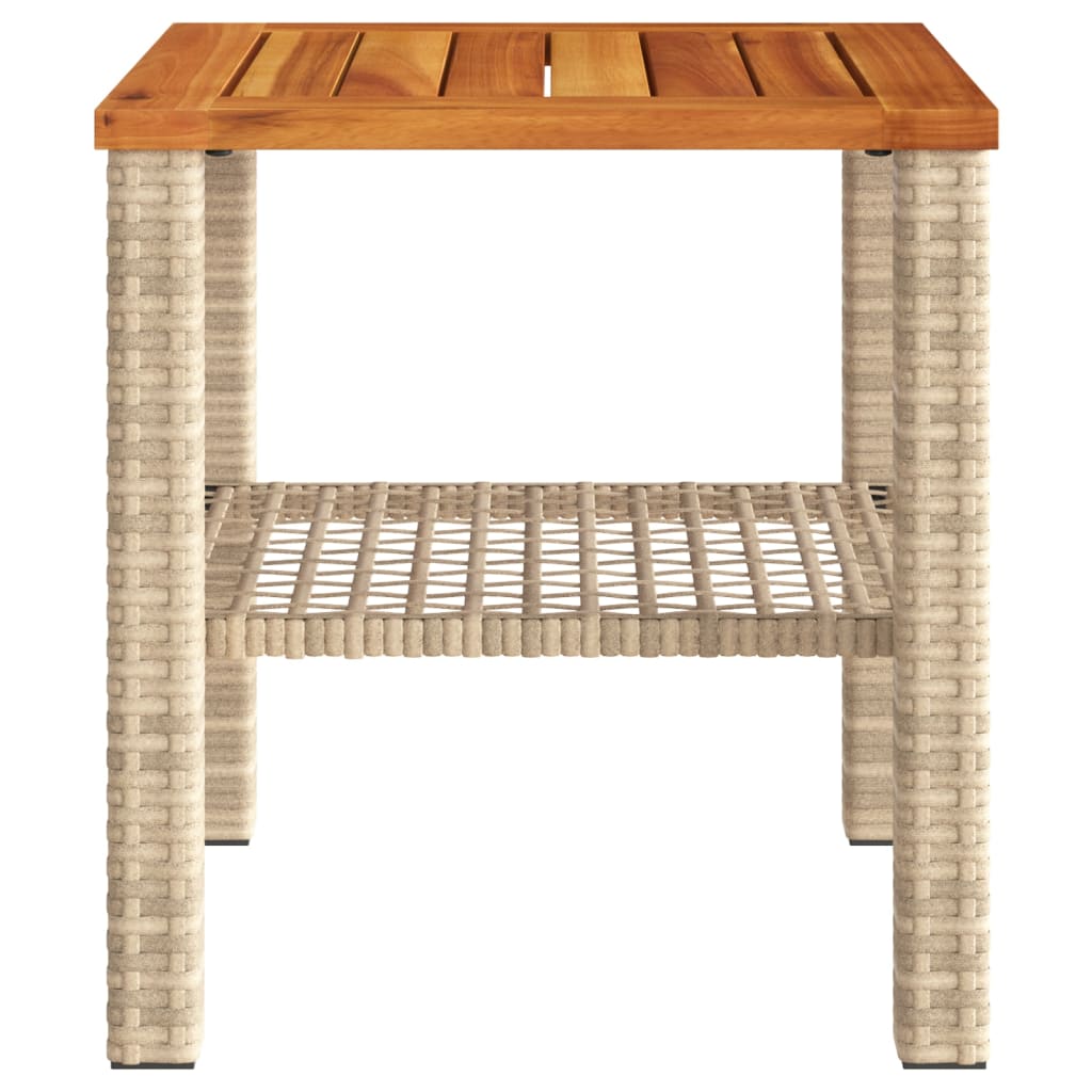 Tuintafel 40x40x42 cm poly rattan en acaciahout beige - AllerleiShop