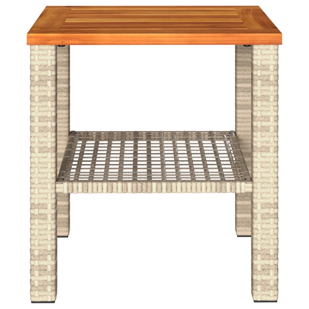 Tuintafel 40x40x42 cm poly rattan en acaciahout beige - AllerleiShop