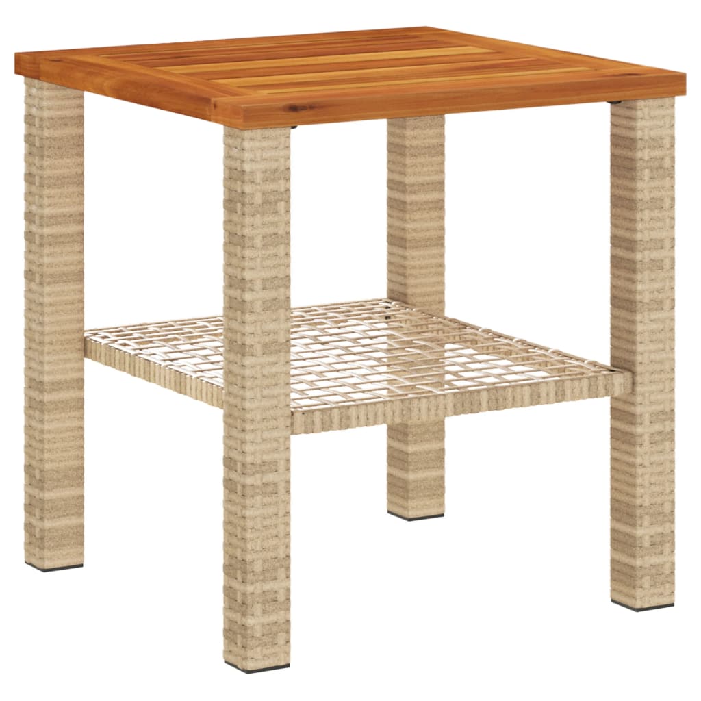 Tuintafel 40x40x42 cm poly rattan en acaciahout beige - AllerleiShop