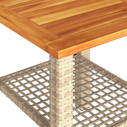 Tuintafel 40x40x42 cm poly rattan en acaciahout beige - AllerleiShop