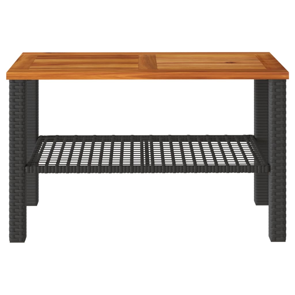 Tuintafel 70x38x42 cm poly rattan en acaciahout zwart - AllerleiShop