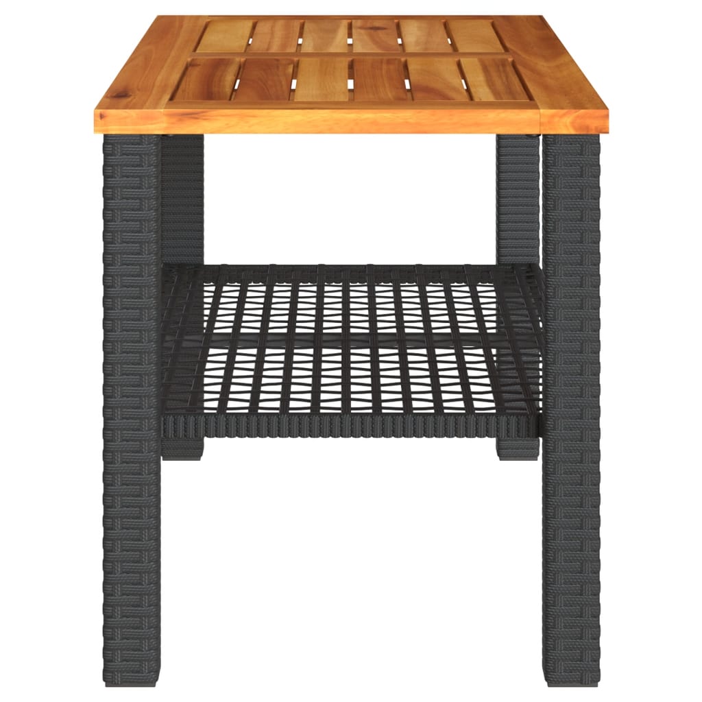 Tuintafel 70x38x42 cm poly rattan en acaciahout zwart - AllerleiShop