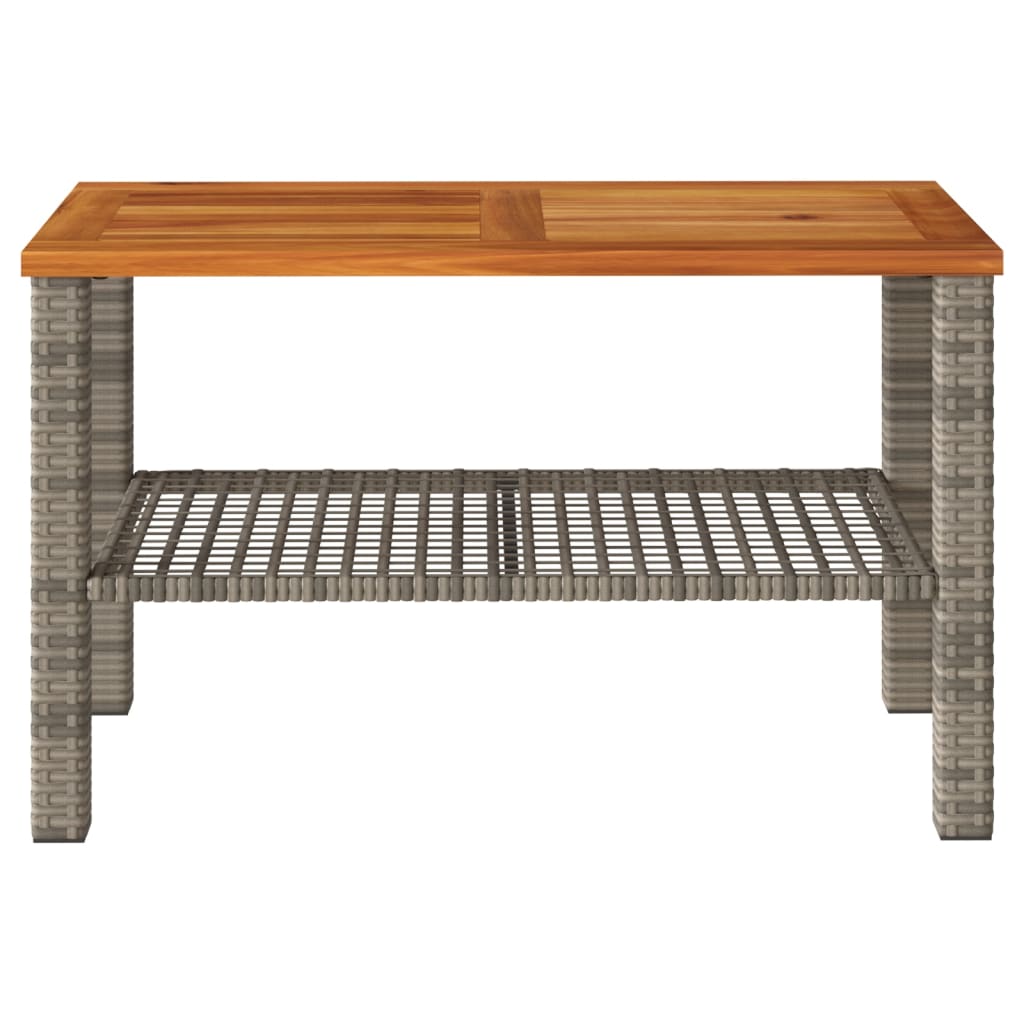 Tuintafel 70x38x42 cm poly rattan en acaciahout grijs - AllerleiShop