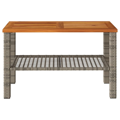 Tuintafel 70x38x42 cm poly rattan en acaciahout grijs - AllerleiShop