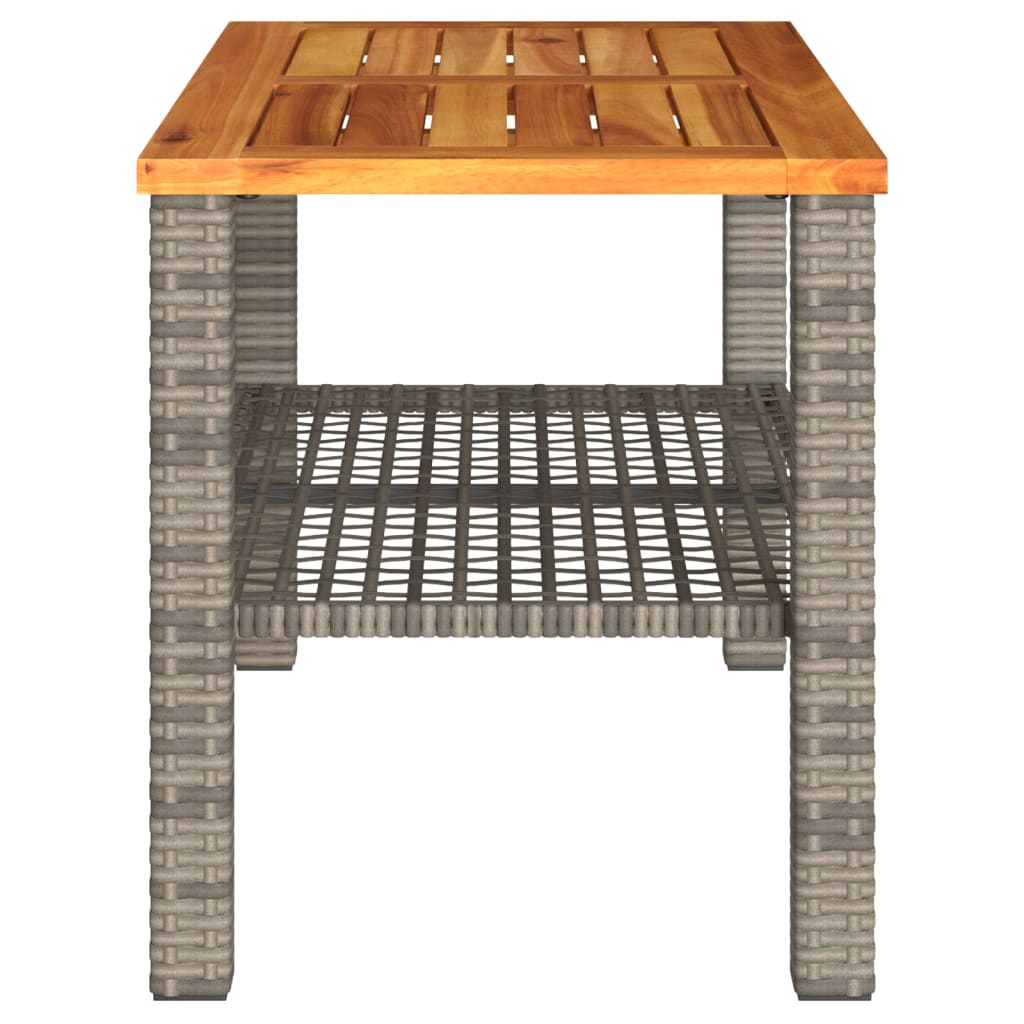 Tuintafel 70x38x42 cm poly rattan en acaciahout grijs - AllerleiShop