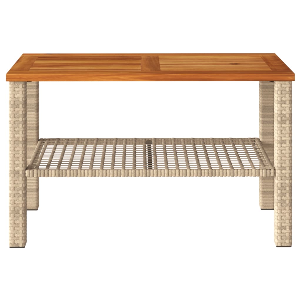 Tuintafel 70x38x42 cm poly rattan en acaciahout beige - AllerleiShop