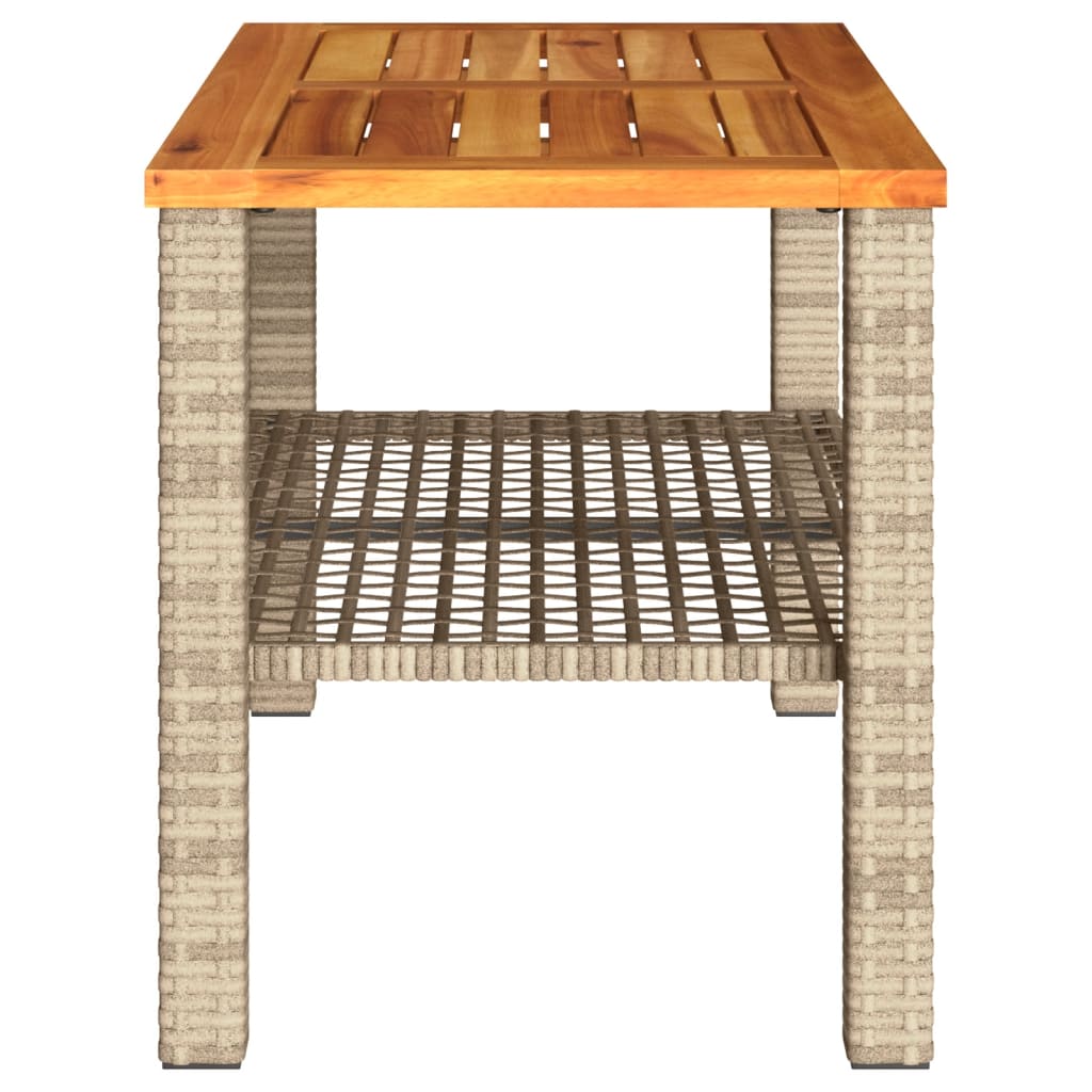 Tuintafel 70x38x42 cm poly rattan en acaciahout beige - AllerleiShop