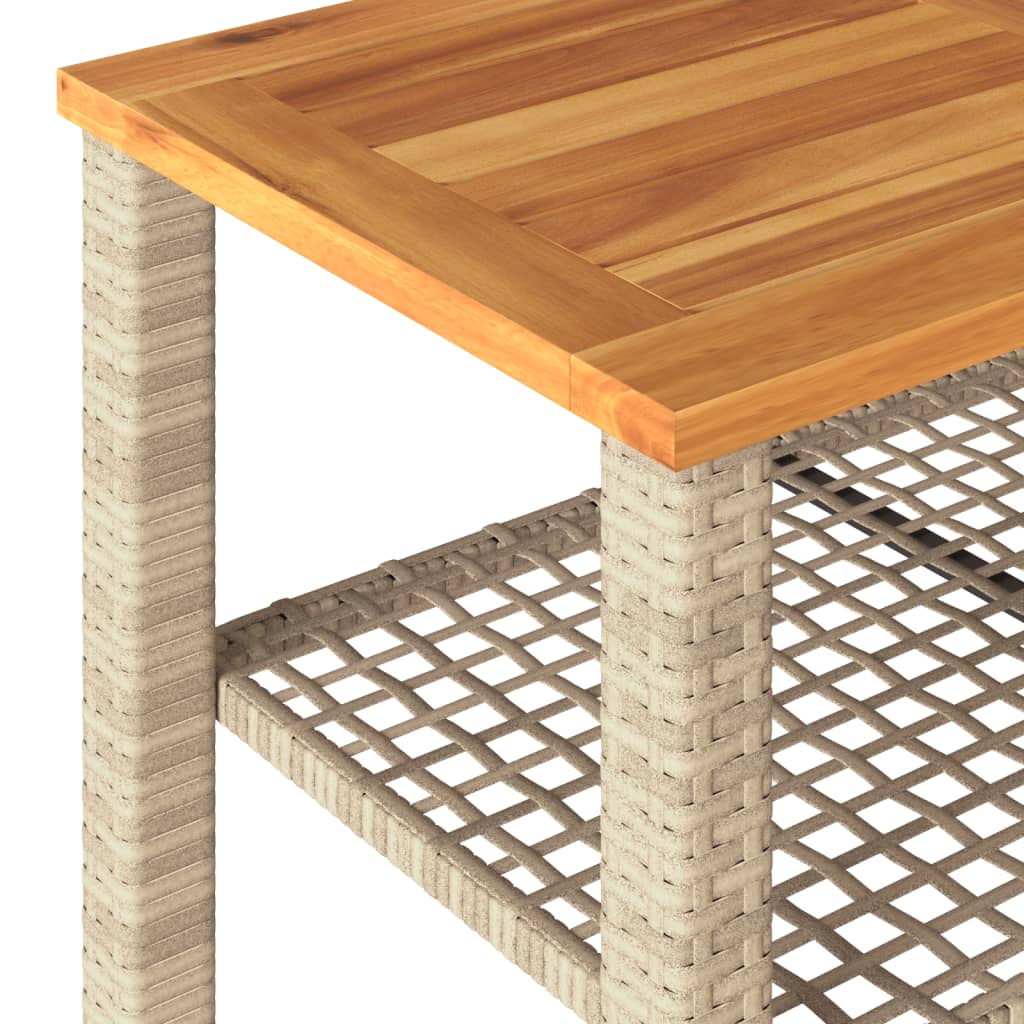 Tuintafel 70x38x42 cm poly rattan en acaciahout beige - AllerleiShop