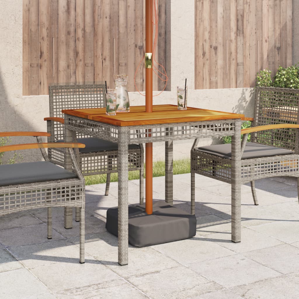 Tuintafel 80x80x75 cm poly rattan en acaciahout grijs - AllerleiShop