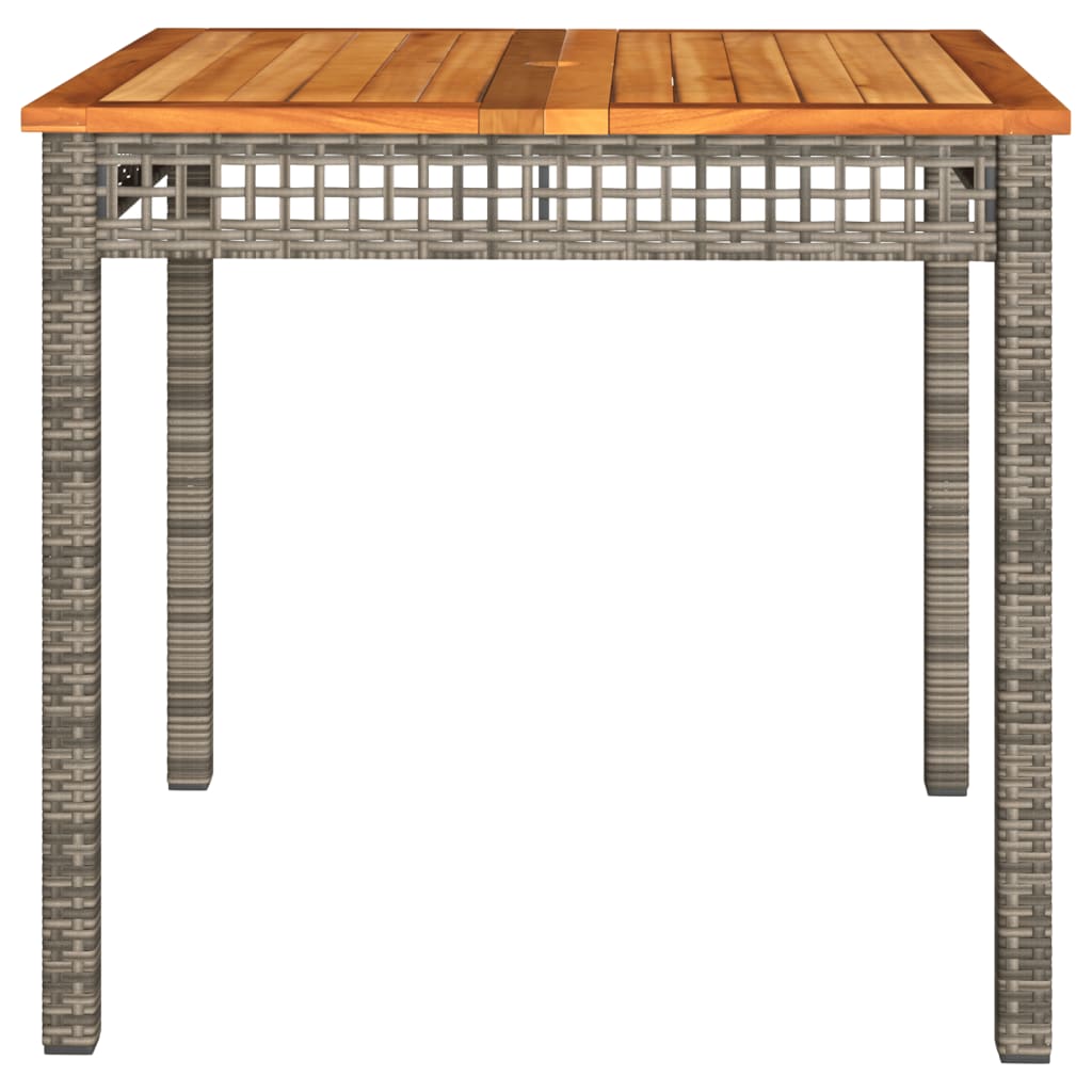 Tuintafel 80x80x75 cm poly rattan en acaciahout grijs - AllerleiShop