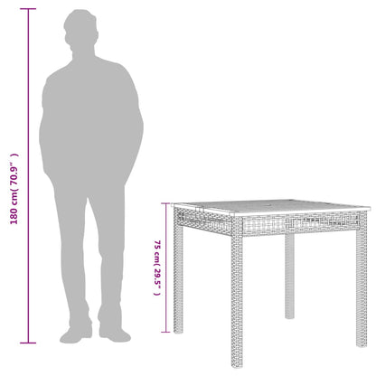 Tuintafel 80x80x75 cm poly rattan en acaciahout grijs - AllerleiShop