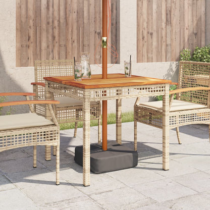 Tuintafel 80x80x75 cm poly rattan en acaciahout beige - AllerleiShop