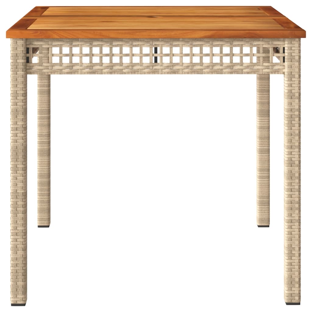 Tuintafel 80x80x75 cm poly rattan en acaciahout beige - AllerleiShop