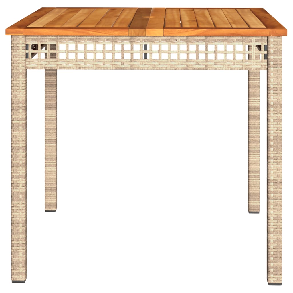 Tuintafel 80x80x75 cm poly rattan en acaciahout beige - AllerleiShop