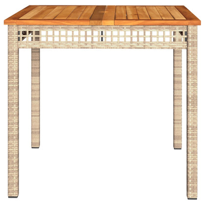 Tuintafel 80x80x75 cm poly rattan en acaciahout beige - AllerleiShop