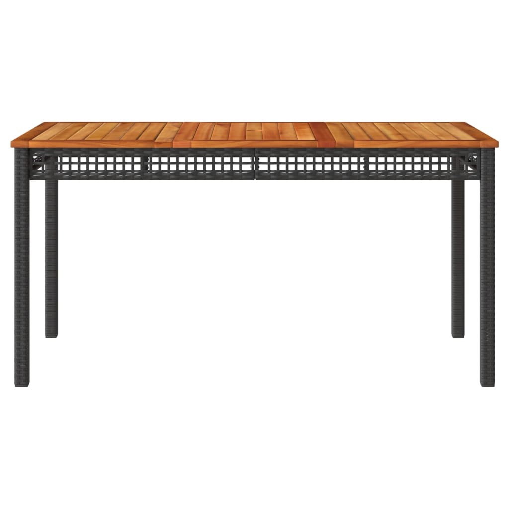 Tuintafel 140x80x75 cm poly rattan en acaciahout zwart - AllerleiShop