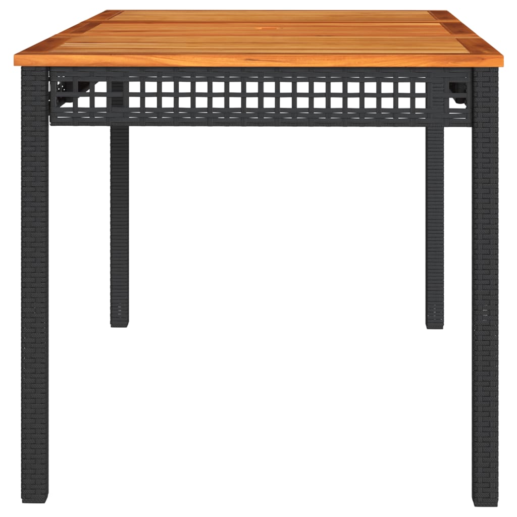 Tuintafel 140x80x75 cm poly rattan en acaciahout zwart - AllerleiShop