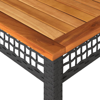 Tuintafel 140x80x75 cm poly rattan en acaciahout zwart - AllerleiShop