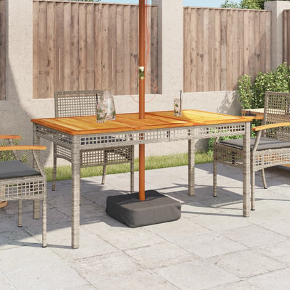 Tuintafel 140x80x75 cm poly rattan en acaciahout grijs - AllerleiShop