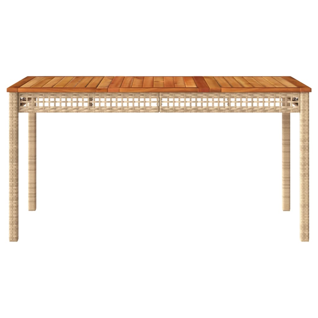 Tuintafel 140x80x75 cm poly rattan en acaciahout beige - AllerleiShop