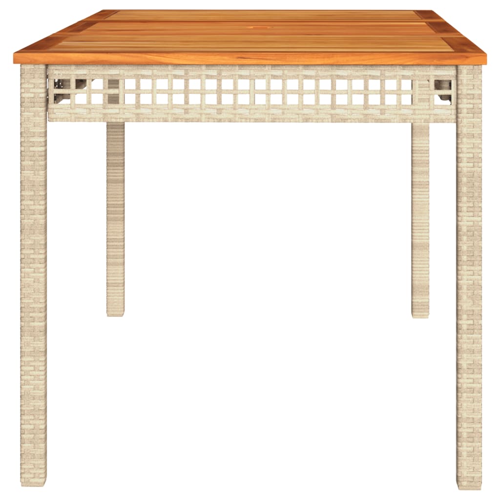 Tuintafel 140x80x75 cm poly rattan en acaciahout beige - AllerleiShop