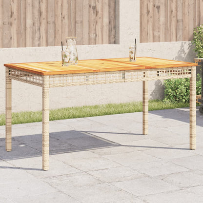 Tuintafel 140x80x75 cm poly rattan en acaciahout beige - AllerleiShop