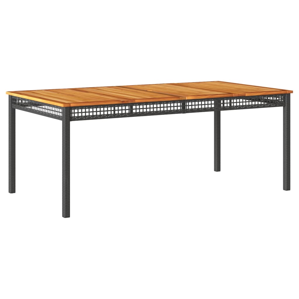 Tuintafel 180x90x75 cm poly rattan en acaciahout zwart - AllerleiShop