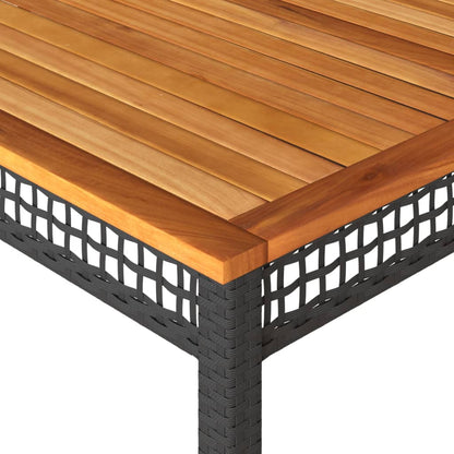 Tuintafel 180x90x75 cm poly rattan en acaciahout zwart - AllerleiShop