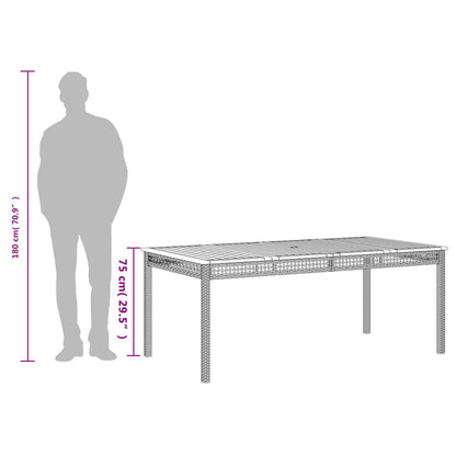 Tuintafel 180x90x75 cm poly rattan en acaciahout zwart - AllerleiShop