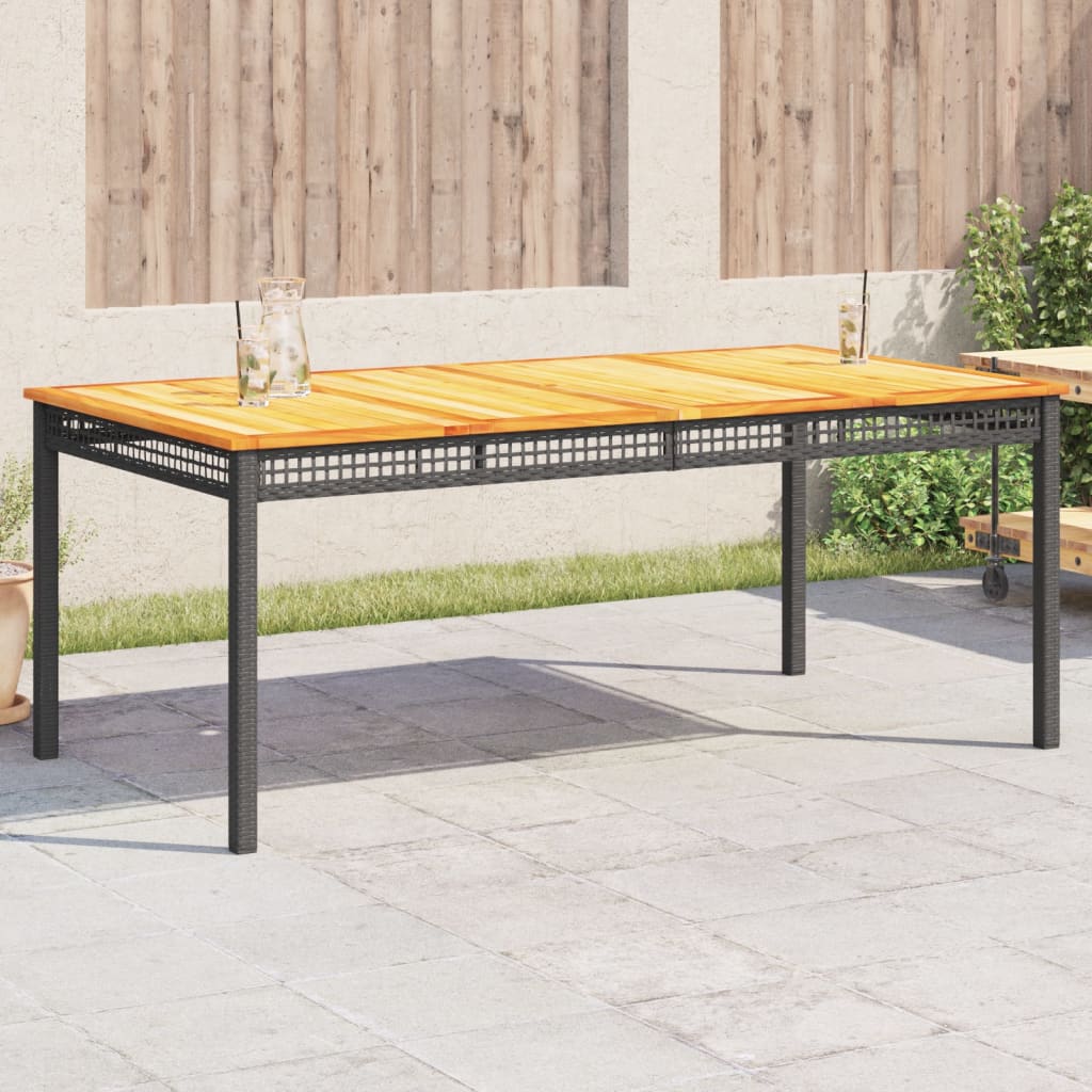 Tuintafel 180x90x75 cm poly rattan en acaciahout zwart - AllerleiShop