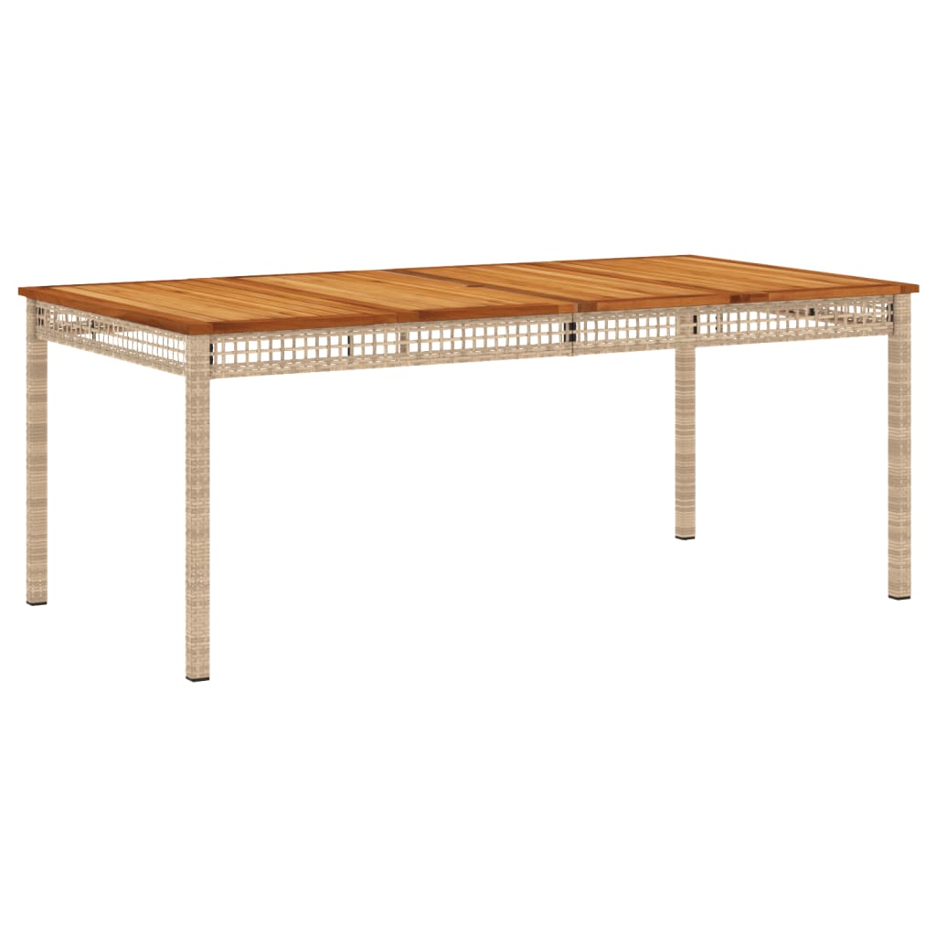 Tuintafel 180x90x75 cm poly rattan en acaciahout beige - AllerleiShop