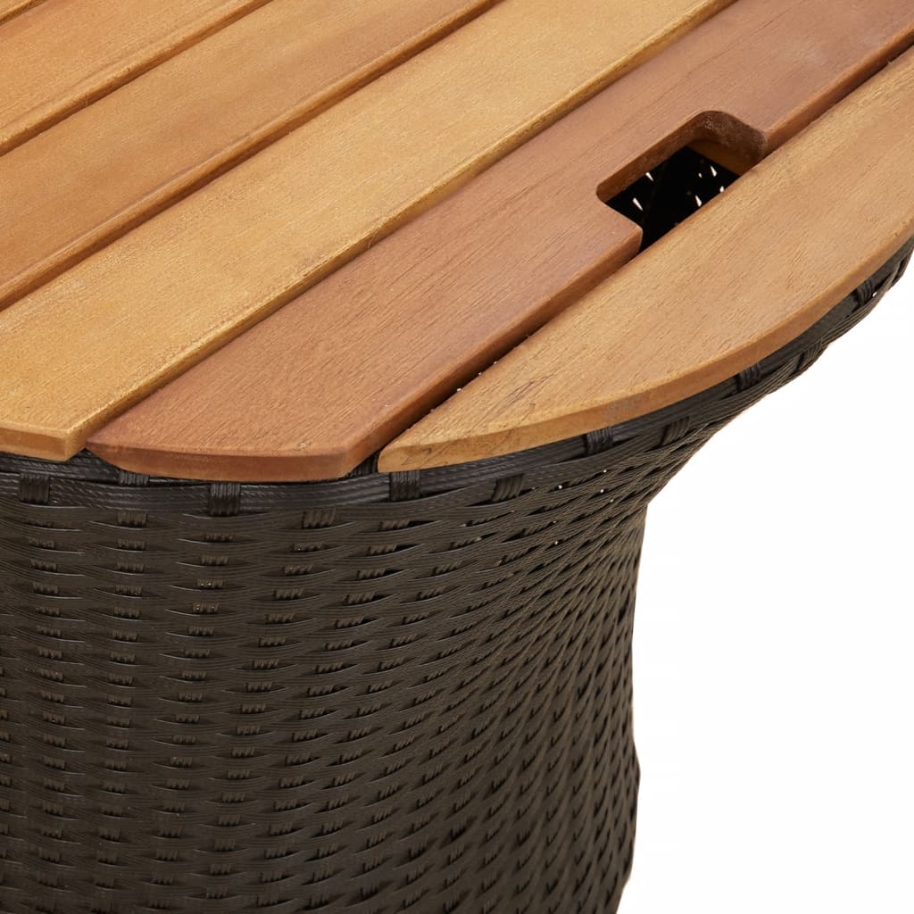 Tuinbijzettafels 2 st met houten blad poly rattan zwart - AllerleiShop