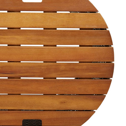 Tuinbijzettafels 2 st met houten blad poly rattan zwart - AllerleiShop