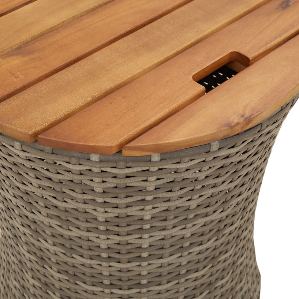 Tuinbijzettafels 2 st met houten blad poly rattan grijs - AllerleiShop