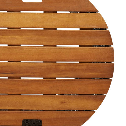 Tuinbijzettafels 2 st met houten blad poly rattan grijs - AllerleiShop