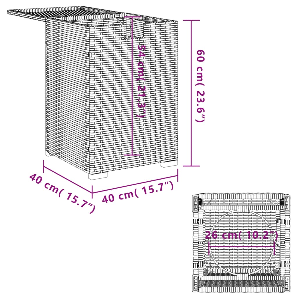 Afdekkast voor propaangasfles 40x40x60 cm Poly Rattan zwart - AllerleiShop