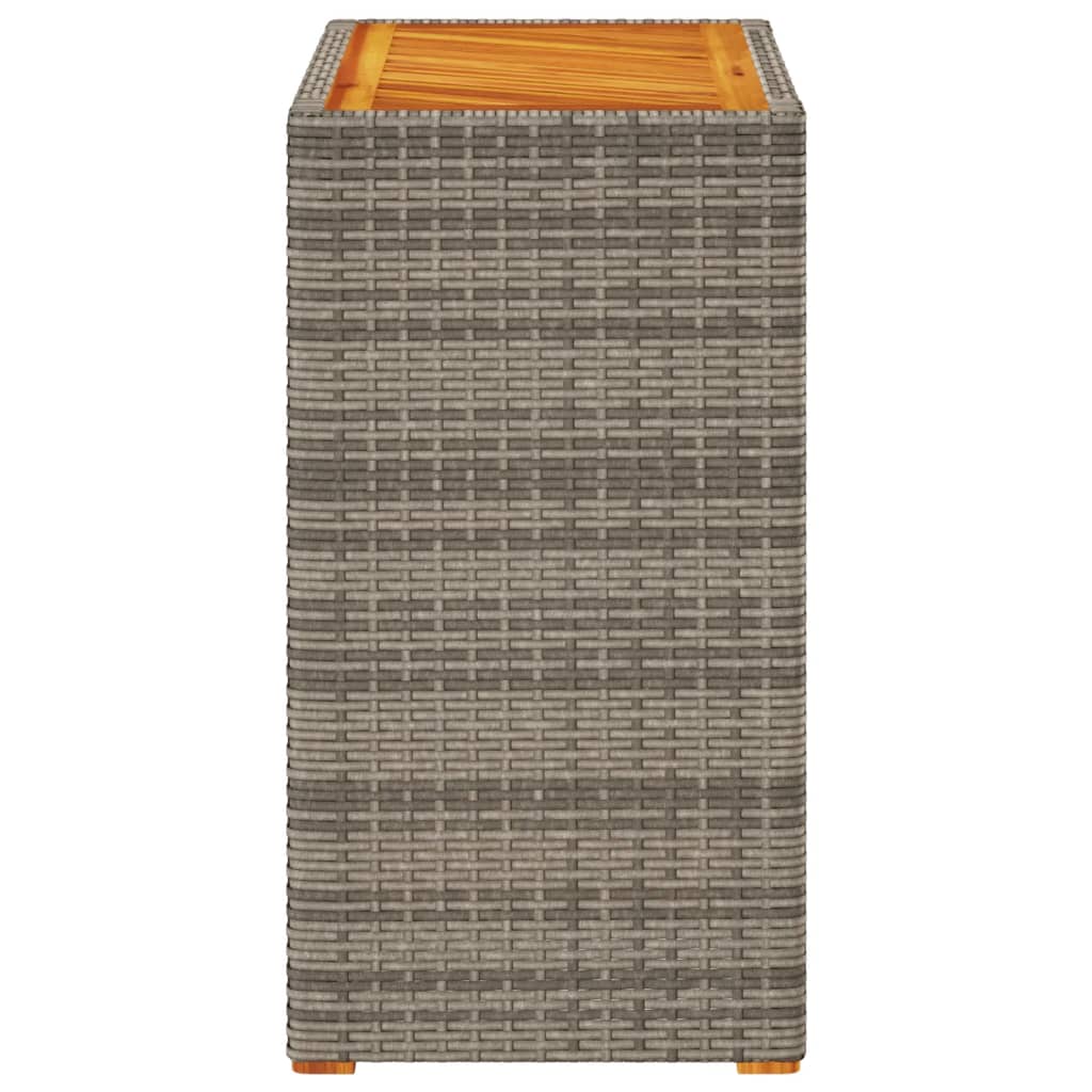 Tuinbijzettafel met houten blad 60x40x75 cm poly rattan grijs - AllerleiShop