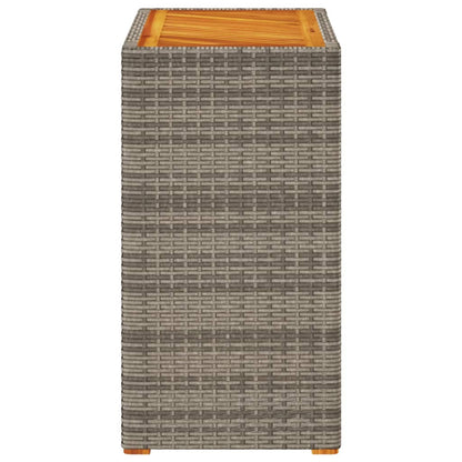 Tuinbijzettafel met houten blad 60x40x75 cm poly rattan grijs - AllerleiShop