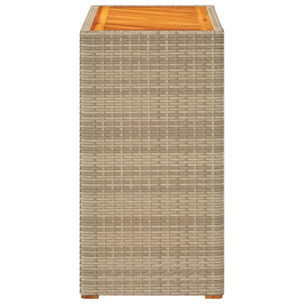 Tuinbijzettafel met houten blad 60x40x75 cm poly rattan beige - AllerleiShop