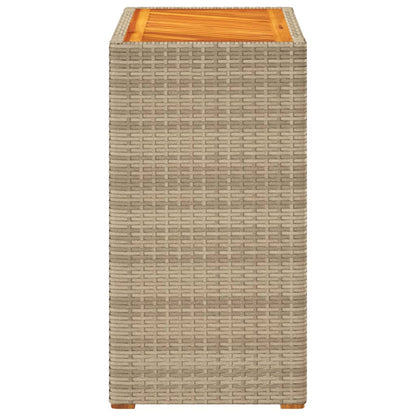 Tuinbijzettafel met houten blad 60x40x75 cm poly rattan beige - AllerleiShop