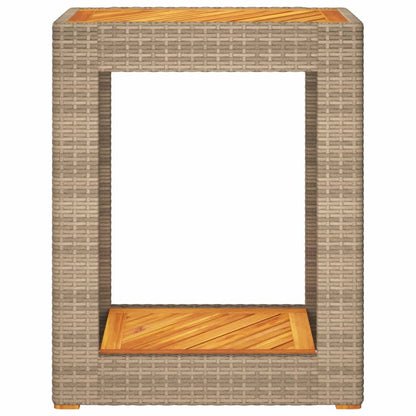 Tuinbijzettafel met houten blad 60x40x75 cm poly rattan beige - AllerleiShop