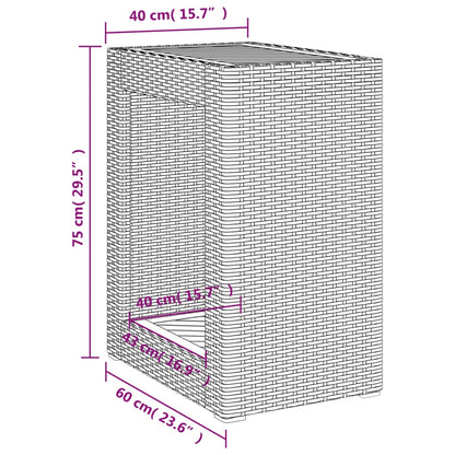 Tuinbijzettafel met houten blad 60x40x75 cm poly rattan beige - AllerleiShop