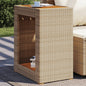 Tuinbijzettafel met houten blad 60x40x75 cm poly rattan beige - AllerleiShop