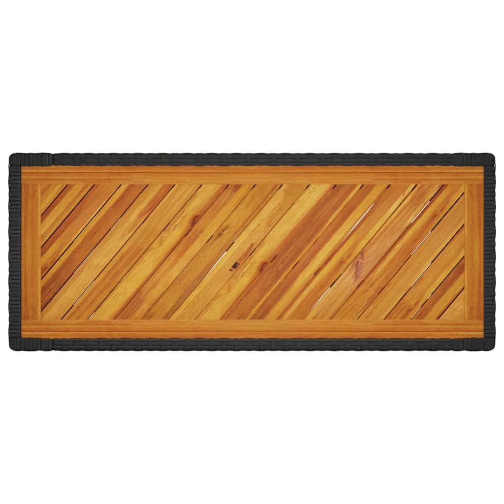 Tuinbijzettafel met houten blad 100x40x75 cm poly rattan zwart - AllerleiShop