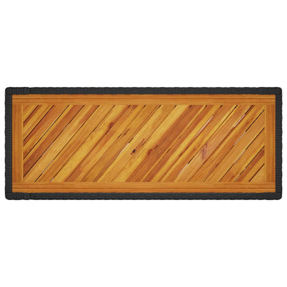 Tuinbijzettafel met houten blad 100x40x75 cm poly rattan zwart - AllerleiShop